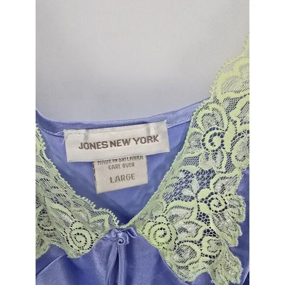 VINTAGE Y2K Jones New York Short Negligee Nightgown Lace‎ Bust Fairy Silky LG - Picture 4 of 9